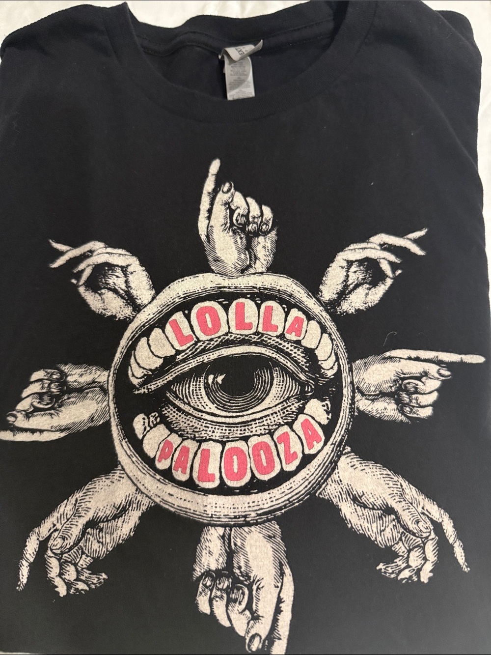 2024 Lola Palooza All, Seeing Eye and Hand Motif Black Tshirt